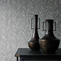 3D Luxury Botanical Leaf Textured Non Woven Wallpaper Roll 3M