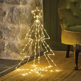 3D Silhouette LED Tree - Mains Operated Festive Christmas Xmas Home Decoration with 140 Warm White Lights - Measures H70 x W41cm