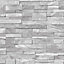 3D Slate Stone Brick Effect Wallpaper Washable Vinyl Natural Grey