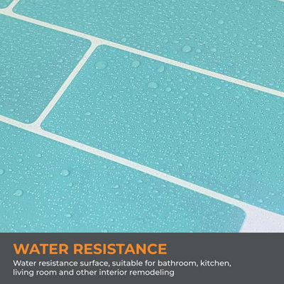 3D Tile Stickers Peel & Stick Backsplash Waterproof Capri Sea 6 Sheets 30.5cm(12") Green - 4