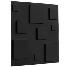 3D Wall Panels Adhesive Included - 6 Sheets Cover 16.15ft²(1.5m²) Interior Cladding Panels - 3D Blocks Design in Matte Black