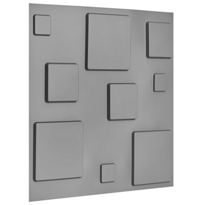 3D Wall Panels Adhesive Included - 6 Sheets Cover 16.15ft²(1.5m²) Interior Cladding Panels - 3D Blocks Design in Matte Grey Silver