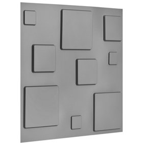 3D Wall Panels Adhesive Included - 6 Sheets Cover 16.15ft²(1.5m²) Interior Cladding Panels - 3D Blocks Design in Matte Grey Silver