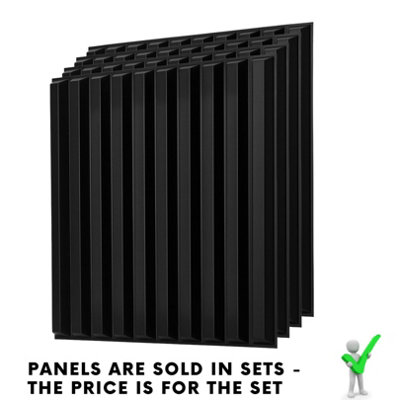 3D Wall Panels Adhesive Included - 6 Sheets Cover 16.15ft²(1.5m²) Interior Cladding Panels - 3D Fluted Line Design in Matte Black