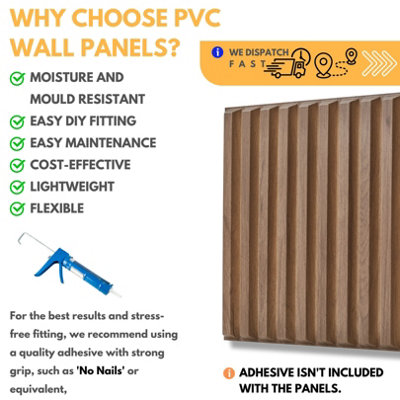 3D Wall Panels Adhesive Included - 6 Sheets Cover 16.15ft²(1.5m²) Interior Cladding Panels - 3D Fluted Line Design in Matte Wooden - 4