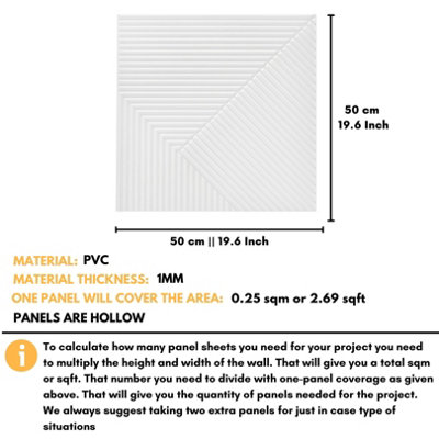 3D Wall Panels Adhesive Included - 6 Sheets Cover 16.15ft²(1.5m²) Interior Cladding Panels - Chevron Line Design in Matte White - 3