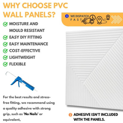 3D Wall Panels Adhesive Included - 6 Sheets Cover 16.15ft²(1.5m²) Interior Cladding Panels - Chevron Line Design in Matte White - 5
