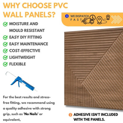 3D Wall Panels Adhesive Included - 6 Sheets Cover 16.15ft²(1.5m²) Interior Cladding Panels - Chevron Line Design in Matte Wooden - 5
