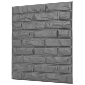 3D Wall Panels Adhesive Included - 6 Sheets Cover 16.15ft²(1.5m²) Interior Cladding Panels - Classic Brick Design Matt Silver Grey