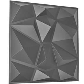 3D Wall Panels Adhesive Included - 6 Sheets Cover 16.15ft²(1.5m²) Interior Cladding Panels - Diamond Design in Matte Grey Silver
