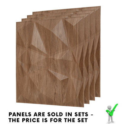 3D Wall Panels Adhesive Included - 6 Sheets Cover 16.15ft²(1.5m²) Interior Cladding Panels - Diamond Design in Matte Wooden