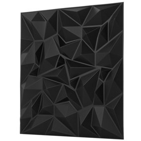 3D Wall Panels Adhesive Included - 6 Sheets Cover 16.15ft²(1.5m²) Interior Cladding Panels - Diamond Prestige Design in Matt Black