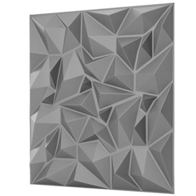 3D Wall Panels Adhesive Included - 6 Sheets Cover 16.15ft²(1.5m²) Interior Cladding Panels -  Diamond Prestige Matt Silver-Grey