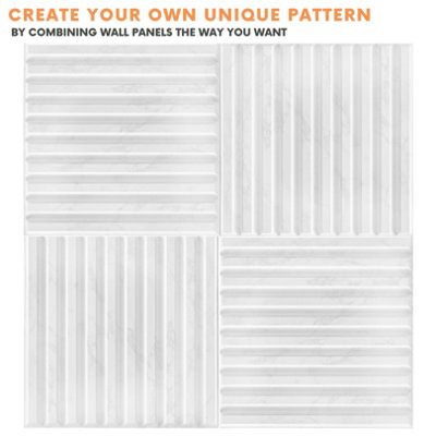 3D Wall Panels Adhesive Included - 6 Sheets Cover 16.15ft²(1.5m²) Interior Cladding Panels Fluted Line Design in Light Grey Marble - 6