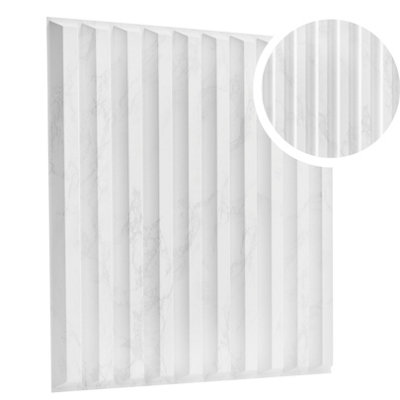 3D Wall Panels Adhesive Included - 6 Sheets Cover 16.15ft²(1.5m²) Interior Cladding Panels Fluted Line Design in Light Grey Marble - 7