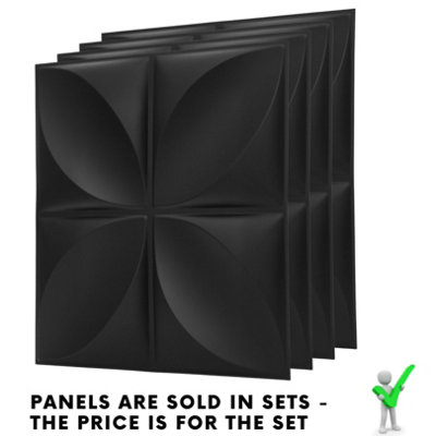 3D Wall Panels Adhesive Included - 6 Sheets Cover 16.15ft²(1.5m²) Interior Cladding Panels - Geometric Convex Shape in Matte Black - 4
