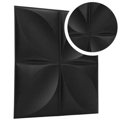 3D Wall Panels Adhesive Included - 6 Sheets Cover 16.15ft²(1.5m²) Interior Cladding Panels - Geometric Convex Shape in Matte Black - 8