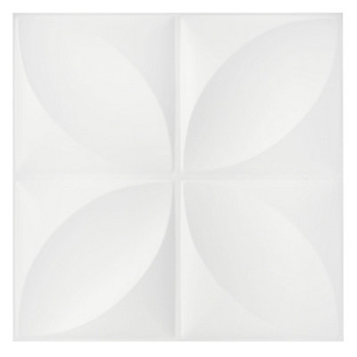 3D Wall Panels Adhesive Included - 6 Sheets Cover 16.15ft²(1.5m²) Interior Cladding Panels - Geometric Convex Shape in Matte White