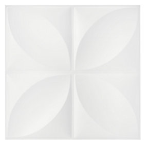 3D Wall Panels Adhesive Included - 6 Sheets Cover 16.15ft²(1.5m²) Interior Cladding Panels - Geometric Convex Shape in Matte White
