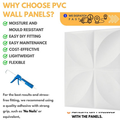 3D Wall Panels Adhesive Included - 6 Sheets Cover 16.15ft²(1.5m²) Interior Cladding Panels - Geometric Convex Shape in Matte White - 5