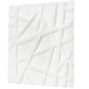 3D Wall Panels Adhesive Included - 6 Sheets Cover 16.15ft²(1.5m²) Interior Cladding Panels -  Geometric Geometric Line Matt White