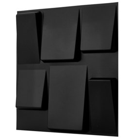 3D Wall Panels Adhesive Included - 6 Sheets Cover 16.15ft²(1.5m²) Interior Cladding Panels - Geometric Squares Design Matt Black