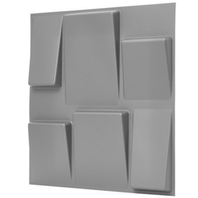 3D Wall Panels Adhesive Included - 6 Sheets Cover 16.15ft²(1.5m²) Interior Cladding Panels - Geometric Squares in Matt Grey-Silver