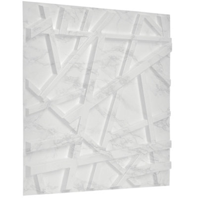 3D Wall Panels Adhesive Included - 6 Sheets Cover 16.15ft²(1.5m²) Interior Cladding Panels - Line Design Matte Light Grey Marble