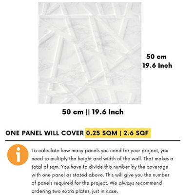 3D Wall Panels Adhesive Included - 6 Sheets Cover 16.15ft²(1.5m²) Interior Cladding Panels - Line Design Matte Light Grey Marble - 3
