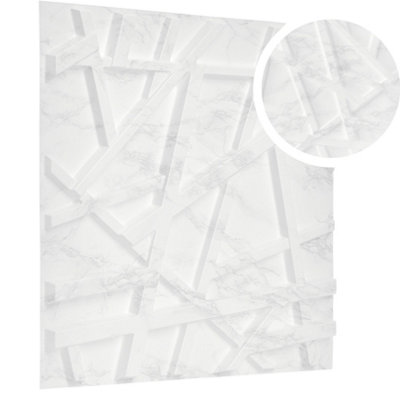 3D Wall Panels Adhesive Included - 6 Sheets Cover 16.15ft²(1.5m²) Interior Cladding Panels - Line Design Matte Light Grey Marble - 7