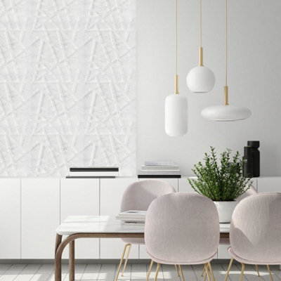 3D Wall Panels Adhesive Included - 6 Sheets Cover 16.15ft²(1.5m²) Interior Cladding Panels - Line Design Matte Light Grey Marble - 8