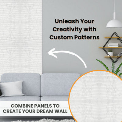 3D Wall Panels Adhesive Included - 6 Sheets Cover 16.15ft²(1.5m²) Interior Cladding Panels set - Soft Wave Effect in Matt Marble - 4