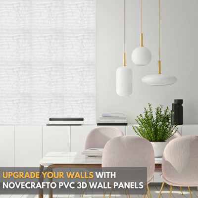 3D Wall Panels Adhesive Included - 6 Sheets Cover 16.15ft²(1.5m²) Interior Cladding Panels set - Soft Wave Effect in Matt Marble - 7