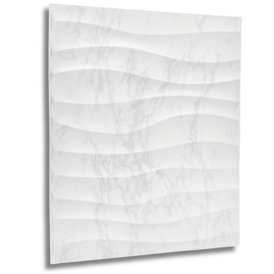 3D Wall Panels Adhesive Included - 6 Sheets Cover 16.15ft²(1.5m²) Interior Cladding Panels set - Soft Wave Effect in Matt Marble - 8