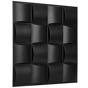 3D Wall Panels Adhesive Included - 6 Sheets Cover 16.15ft²(1.5m²) Interior Cladding Panels - Square Grid Lattice Design Matt Black