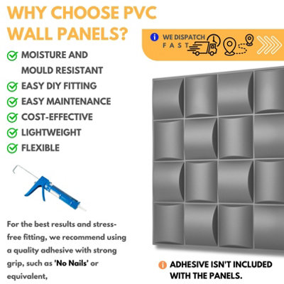 3D Wall Panels Adhesive Included - 6 Sheets Cover 16.15ft²(1.5m²) Interior Cladding Panels - Square Grid Lattice Design Matte Grey - 4