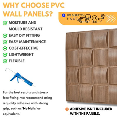 3D Wall Panels Adhesive Included - 6 Sheets Cover 16.15ft²(1.5m²) Interior Cladding Panels - Square Grid Lattice Design Matte Wood - 4