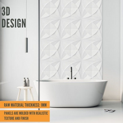 3D Wall Panels Adhesive Included - 6 Sheets Cover 16.15ft²(1.5m²) Interior Cladding Panels - Star Design in Matte White