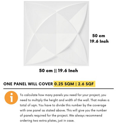 3D Wall Panels Adhesive Included - 6 Sheets Cover 16.15ft²(1.5m²) Interior Cladding Panels - Star Design in Matte White - 3