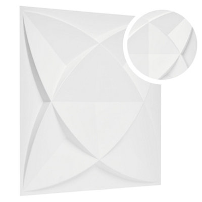 3D Wall Panels Adhesive Included - 6 Sheets Cover 16.15ft²(1.5m²) Interior Cladding Panels - Star Design in Matte White - 4