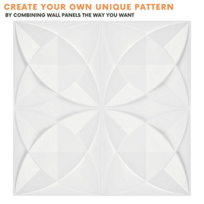 3D Wall Panels Adhesive Included - 6 Sheets Cover 16.15ft²(1.5m²) Interior Cladding Panels - Star Design in Matte White - 6