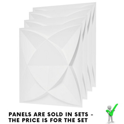 3D Wall Panels Adhesive Included - 6 Sheets Cover 16.15ft²(1.5m²) Interior Cladding Panels - Star Design in Matte White - 7