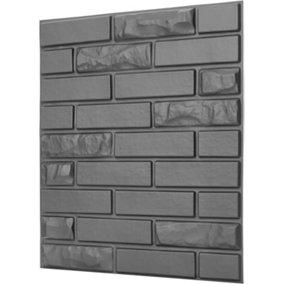 3D Wall Panels Adhesive Included - 6 Sheets Cover 16.15ft²(1.5m²) Interior Cladding Panels - Urban Brick Design Matt Silver Grey