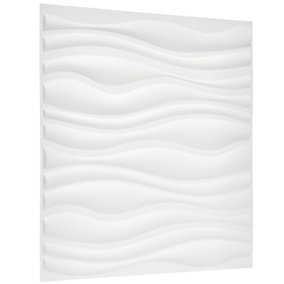 3D Wall Panels Adhesive Included - 6 Sheets Cover 16.15ft²(1.5m²) Interior Cladding Panels - Wave Effect Design in Matt White