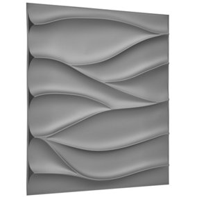 3D Wall Panels Adhesive Included - 6 Sheets Cover 16.15ft²(1.5m²) Interior Cladding Panels - Wavy Wave Design in Matte Grey Silver