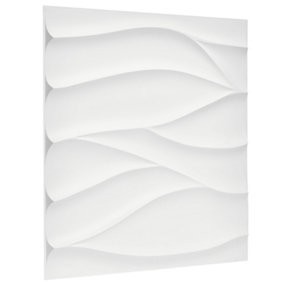 3D Wall Panels Adhesive Included - 6 Sheets Cover 16.15ft²(1.5m²) Interior Cladding Panels - Wavy Wave Effect Design Matte White