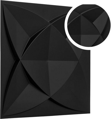 3D Wall Panels Adhesive Included - 6 Sheets Covering 16.15ft²(1.5m²) Interior Cladding Panels set - Star Design in Matte Black - 6
