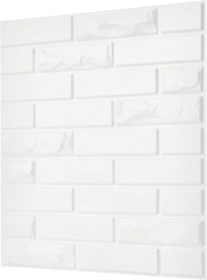 3D Wall Panels Adhesive Included - 6 Sheets Covers 16.15ft²(1.5m²) Interior Cladding Panels - Urban Brick Design in Matt White