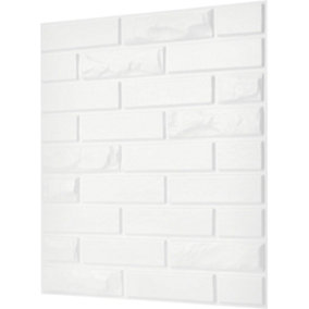 3D Wall Panels Adhesive Included - 6 Sheets Covers 16.15ft²(1.5m²) Interior Cladding Panels - Urban Brick Design in Matt White