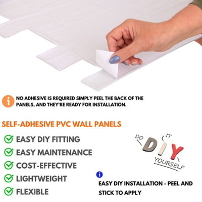 3D Wall Panels Self Adhesive - Pack of 6 Sheets Covering 29.76 ft² (2.76 m²) - Easy Peel & Stick - Faux Deep Red Brick Pattern - 3